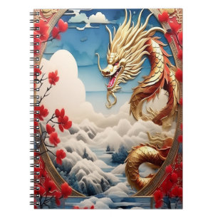 Feueratmende Drache Rot Blau und Gold Waage Notizblock
