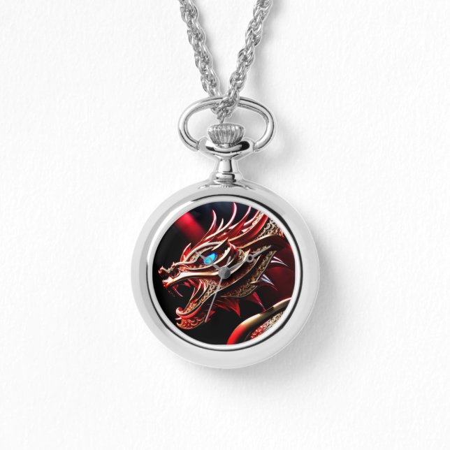 Feueratmende Drachen Rot- und Goldwaage Armbanduhr (Vorderseite)