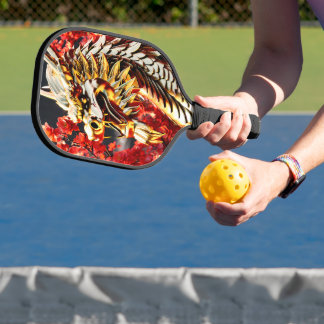 Feueratmende Drachengoldkopf Pickleball Schläger