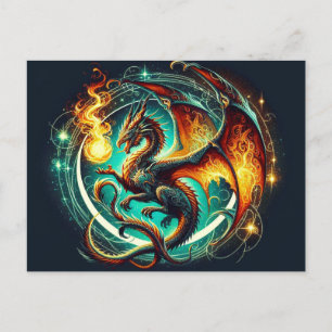 Feueratmende Drachenpostkarte Postkarte
