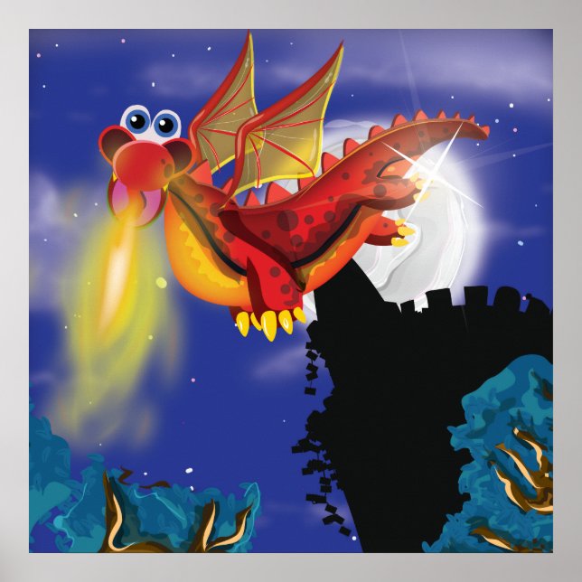 Feueratmender Drache Poster (Vorne)