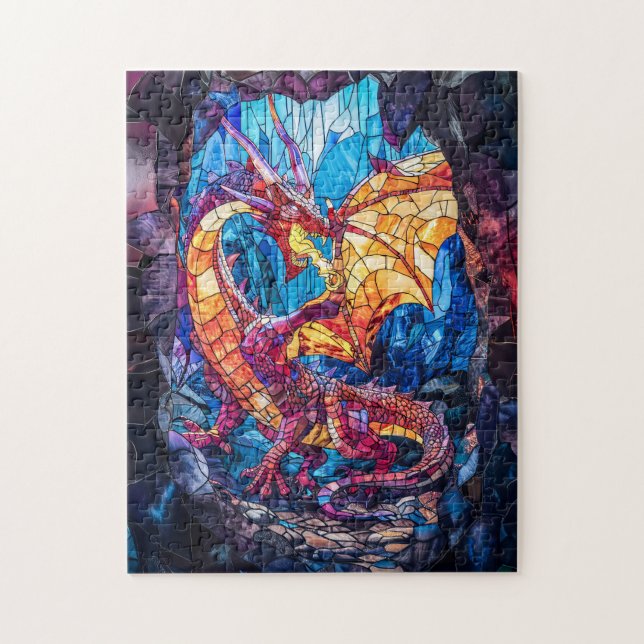 Feueratmendrache in Höhle Puzzle (Vertikal)