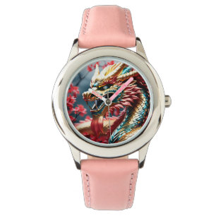 Feueratmung Drache Gold Blau und Rot Waage Armbanduhr