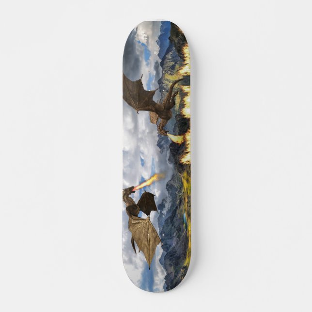 Feueratmung Dragon Wyvern Fantasy Skateboard (Vorne)