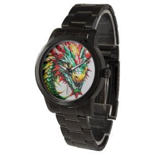 Feueratmungsdrache grün und rot armbanduhr