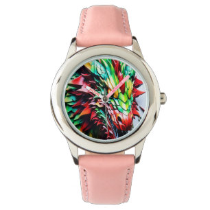 Feueratmungsdrache grün und rot armbanduhr