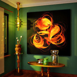 Feuerball Abstrakte Kunst gezackte Leinwand