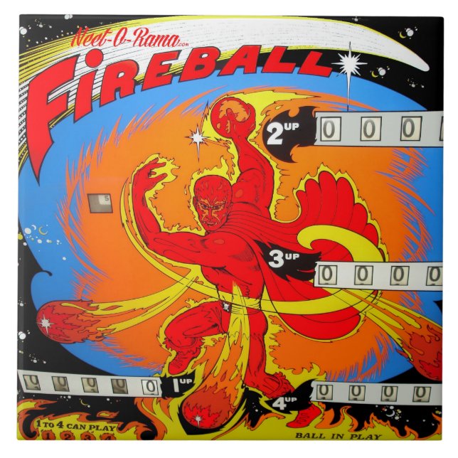 Feuerball Flipper Fliese (Vorderseite)