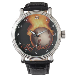 Feuerball Muster Baseball Liebhaber Armbanduhr 2