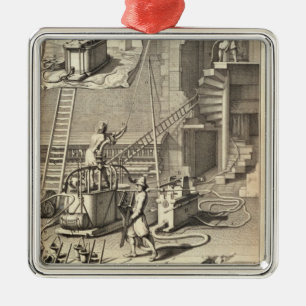 Feuerbekämpfende Maschinerie, von einem Buch auf Silbernes Ornament