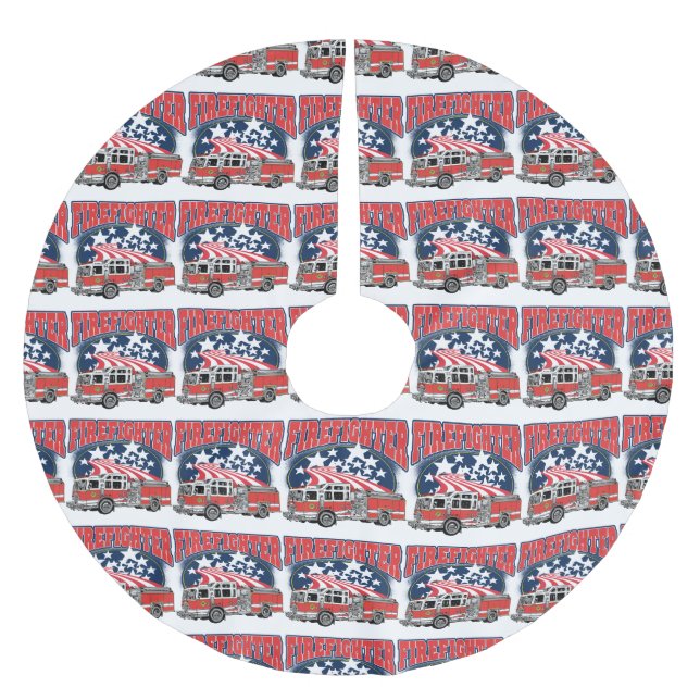 Feuerbekämpfender LKW Polyester Weihnachtsbaumdecke (Vorderseite)