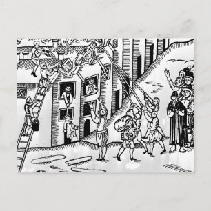 Feuerbekämpfung während des großen Feuers von Postkarte