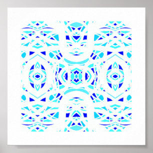 Feuerbrand Blau Weiße Abstrakte Gouache-Kunst Poster