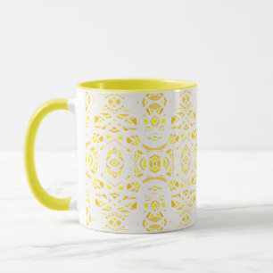 Feuerbrand Gelb Weiße Abstrakte Gouache-Kunst Tasse