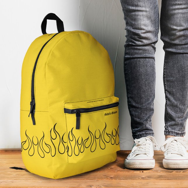 Feuerbrand Stilvolle Schwarzgelbe Sporty Bedruckter Rucksack (Fire Flame Stylish Black Yellow Sporty Printed Backpack
)