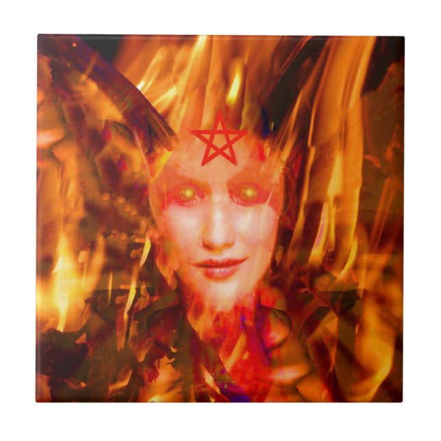 Feuerdämon Fliese (Vorderseite)