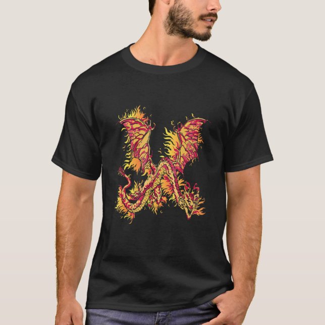 Feuerdrache mit Drachenfeuer und Feueratmung dr T-Shirt (Vorderseite)