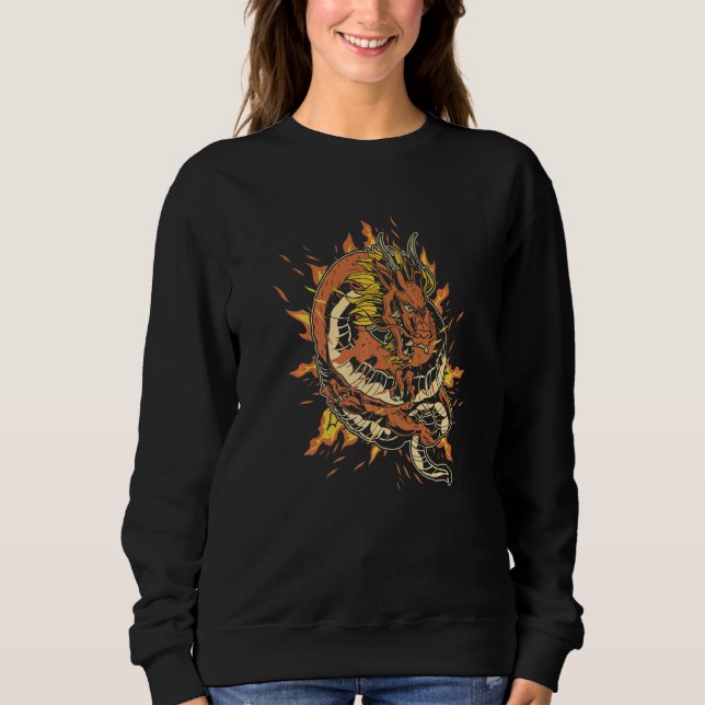 Feuerdrache mit Drachenfeuer und feuerspeiendem Dr Sweatshirt (Vorderseite)