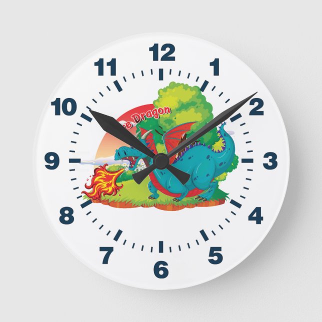 Feuerdrache Runde Wanduhr (Vorderseite)