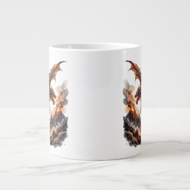 Feuerdrache Tasse | Flammender Drache Akzent Kaffe (Vorderseite)