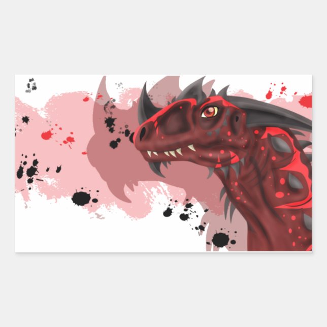 Feuerdrache (weiße Version) Rechteckiger Aufkleber (Vorderseite)