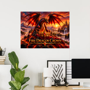 Feuerdrachenthron Epische Fantasy-Drachenposter Poster