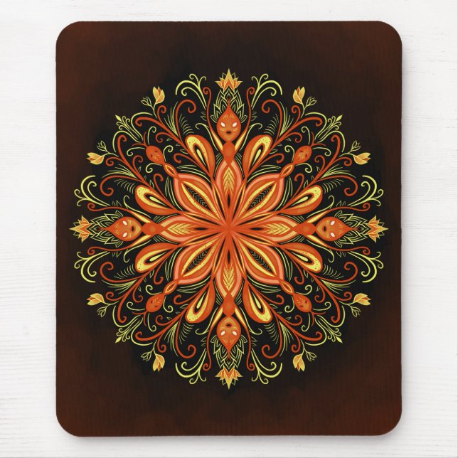 Feuerelement Flame Mandala Mousepad (Vorne)
