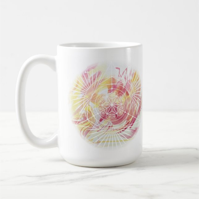 Feuerelement Wasserfarbe Mandala Zwei Tasse (Links)