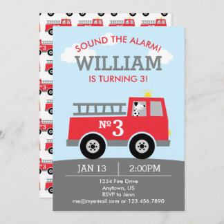 Feuerfahrzeug Geburtstag Einladung Fireman Party
