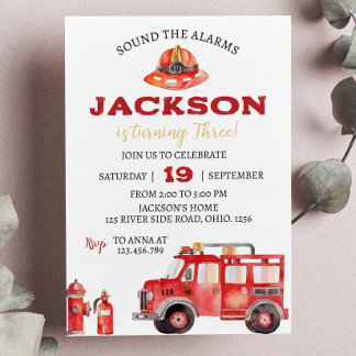 Feuerfahrzeug Geburtstag Einladung Fireman Party