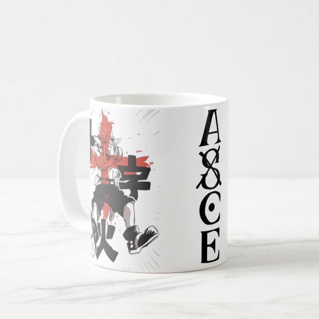 🔥Feuerfaust Anime-Kaffeetasse – Flammenpirat☕ Kaffeetasse (Vorderseite Links)