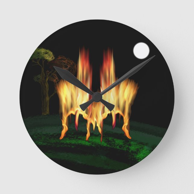 Feuergefahr Runde Wanduhr (Vorderseite)