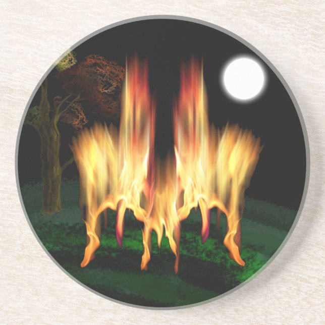 Feuergefahr Sandstein Untersetzer (Vorne)