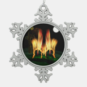 Feuergefahr Schneeflocken Zinn-Ornament