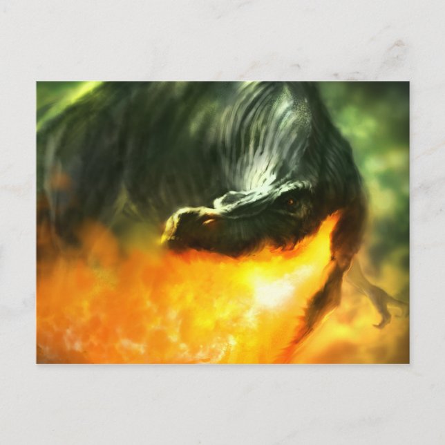 Feuergefechte Dinosaurier oder Dragon von Michael  Postkarte (Vorderseite)