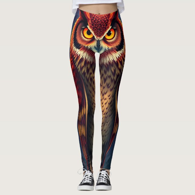 Feuergeist-Eule: Phönix-Wiedergeburt-Kunst Leggings (Vorderseite)