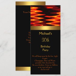 Feuergold 30. Geburtstag Party Long 2 Einladung