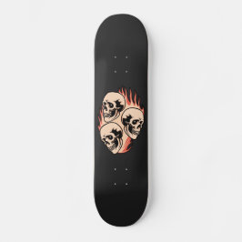 Feuergotische Coole Schwarze Flammenskullen Skateboard