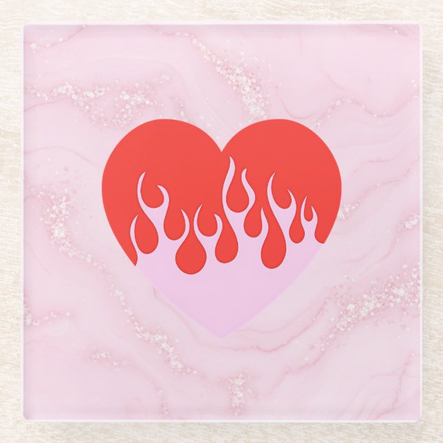Feuerherz Glasuntersetzer (Vorderseite)
