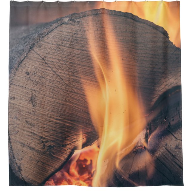 Feuerholz Duschvorhang (Vorderseite)