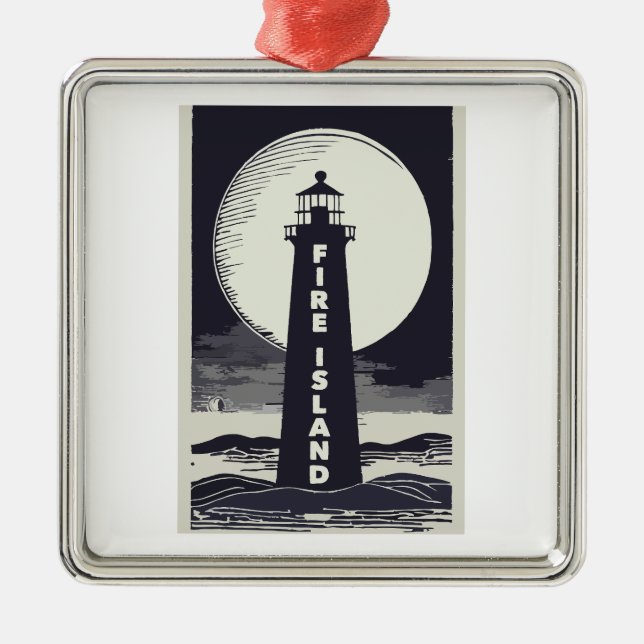 Feuerinsel Lighthouse New York Moon Ornament Aus Metall (Vorne)