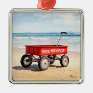 Feuerinsel Roter Wagen Sandstrand LI New York Ornament Aus Metall