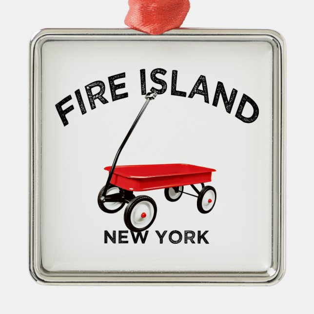 Feuerinsel Rotwagen New York Sommerurlaub LI Ornament Aus Metall (Vorne)