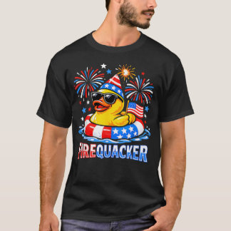 Feuerknaller Lustige Ente zum 4. Juli Amerikanisch T-Shirt