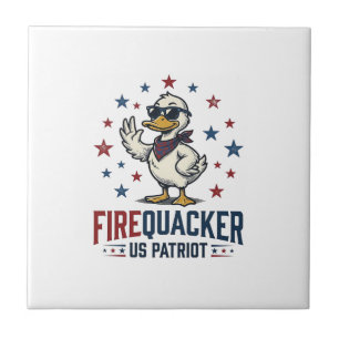 Feuerknaller Patriotische Ente Vintage-Shirt-Desig Fliese