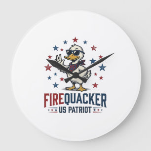 Feuerknaller Patriotische Ente Vintage-Shirt-Desig Große Wanduhr