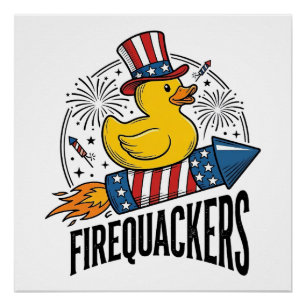 Feuerknaller Patriotische Enten-Feuerwerk-Shirt-De Poster