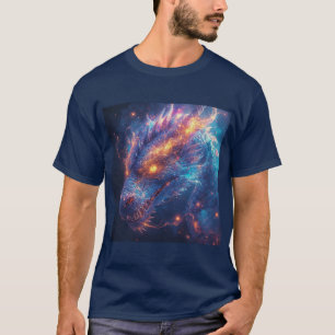 Feuerkopf eines Drachen, der intensive Energie aus T-Shirt