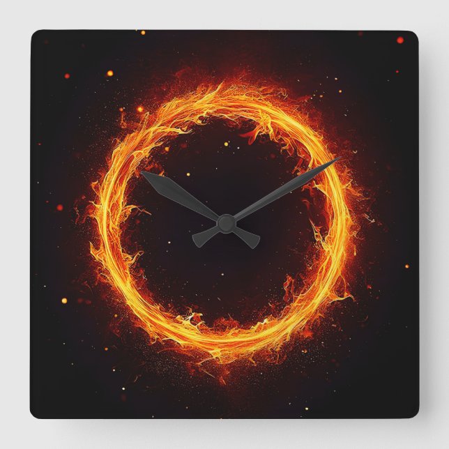 Feuerkreis Quadratische Wanduhr (Vorderseite)