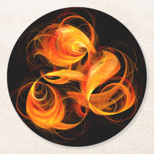 Feuerkugel Abstrakt Kunst Runder Pappuntersetzer